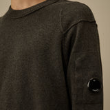 C.P. Company Lambswool GRS Crewneck Lens Sweater - Grey