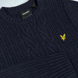 Lyle & Scott Ribbed Cable Knit Jumper - Dark Navy Marl