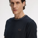 Fred Perry Twin Tipped T-Shirt - Navy/Oatmeal/Burnt Tobacco