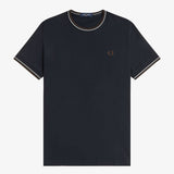 Fred Perry Twin Tipped T-Shirt - Navy/Oatmeal/Burnt Tobacco
