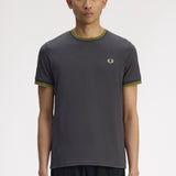 Fred Perry Twin Tipped T-Shirt - Anchor Grey/Tennis Yellow