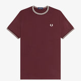 Fred Perry Twin Tipped T-Shirt - Oxblood/White
