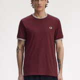 Fred Perry Twin Tipped T-Shirt - Oxblood/White