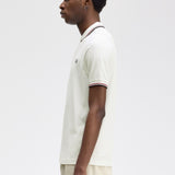 Fred Perry Twin Tipped Polo Shirt - Snow White/Burnt Red/Navy