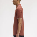 Fred Perry Twin Tipped Polo Shirt - Whisky Brown/Snow White