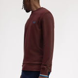 Fred Perry Crew Neck Sweatshirt - Bordeaux/Ecru/Court Blue