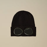 C.P. Company Extrafine Merino Wool Goggle Beanie - Black