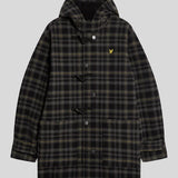 Lyle & Scott Modular Tartan Duffle Coat - Jet Black