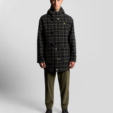 Lyle & Scott Modular Tartan Duffle Coat - Jet Black