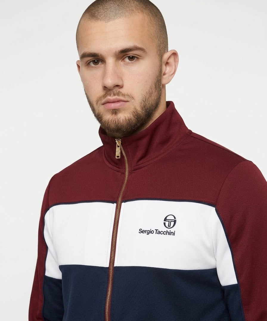 Sergio Tacchini Spiga Track Top - Merlot/Gardenia/Maritime Blue