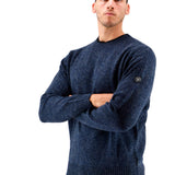 Three-Stroke Arran Wool Jumper - Navy