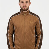 Sergio Tacchini Contrasto Suede Velour Track Top - Golden Brown/Potting Soil/Gardenia