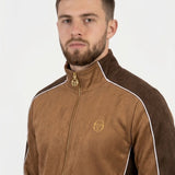Sergio Tacchini Contrasto Suede Velour Track Top - Golden Brown/Potting Soil/Gardenia
