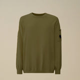 C.P. Company Cotton Crepe Lens Sweater - Army Green