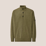 C.P. Company Lambswool Half Button Lens Sweater - Ivy Green