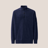 C.P. Company Lambswool Half Button Lens Sweater - Total Eclipse