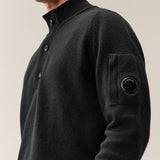 C.P. Company Lambswool Half Button Lens Sweater - Black