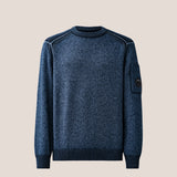 C.P. Company Fleece Knit Lens Contrast Crewneck Sweater - Orion Blue