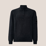 C.P. Company Fleece Knit Lens Half Zip Sweater - Black