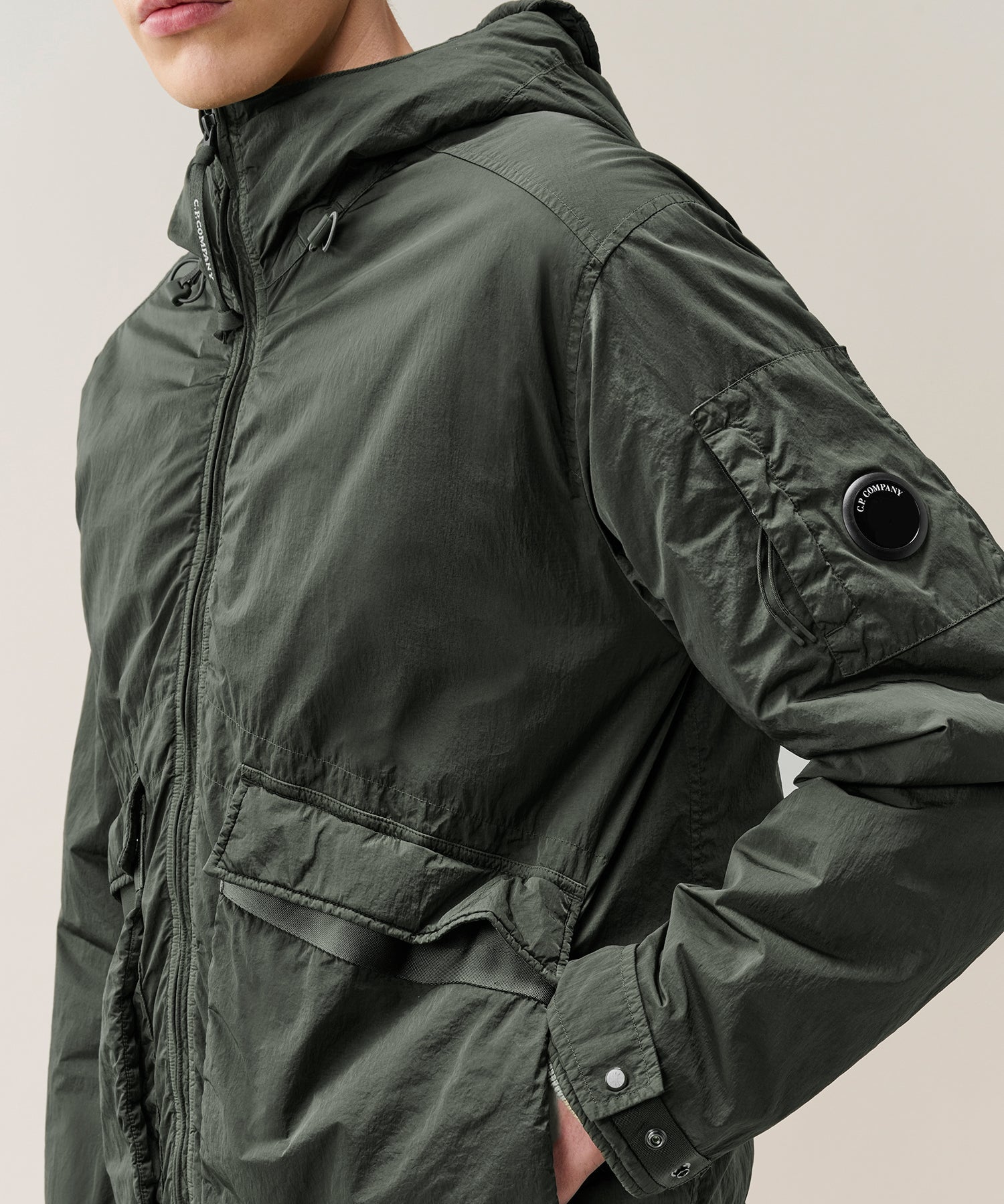 C.P. Company Heavy Chrome-R Padded Goggle Jacket - Raven