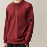 C.P. Company Diagonal Raised Fleece Lens Crewneck Sweatshirt - Andorra Red