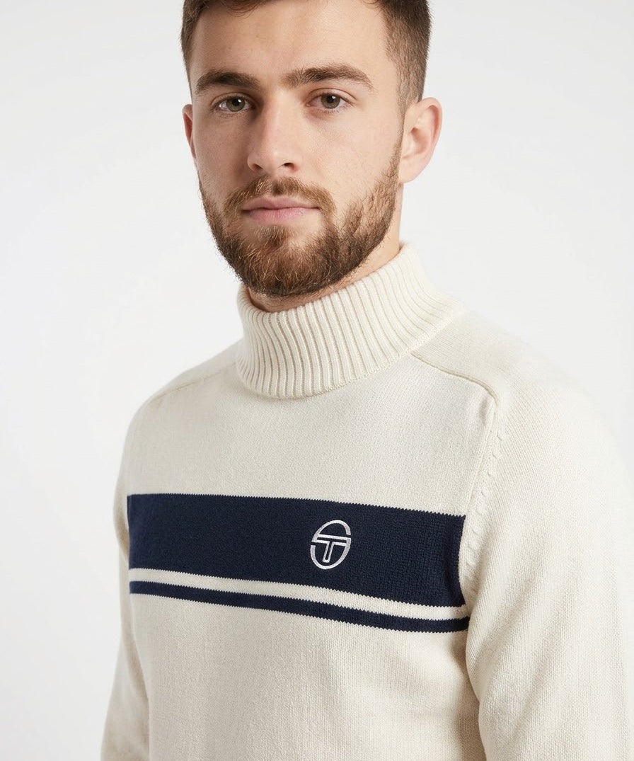 Sergio Tacchini Damarindo Knit Turtle Neck - Gardenia/Maritime Blue