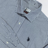 U.S. Polo Assn. Linen Blend French Collar Stripe Shirt - Navy