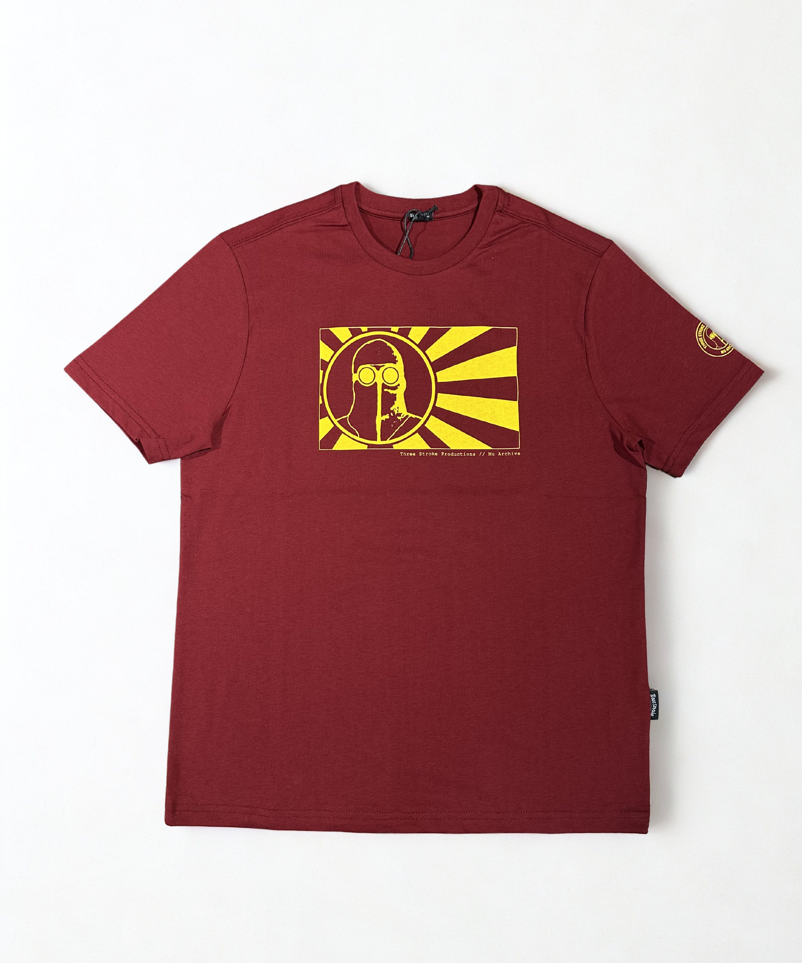 Three-Stroke x MU Archive Warflag T-Shirt - Claret