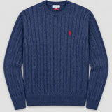 U.S. Polo Assn. Bert Cashmere Blend Cable Jumper - Sky