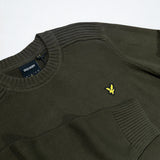Lyle & Scott Shoulder Detail Crew Neck Jumper - Olive