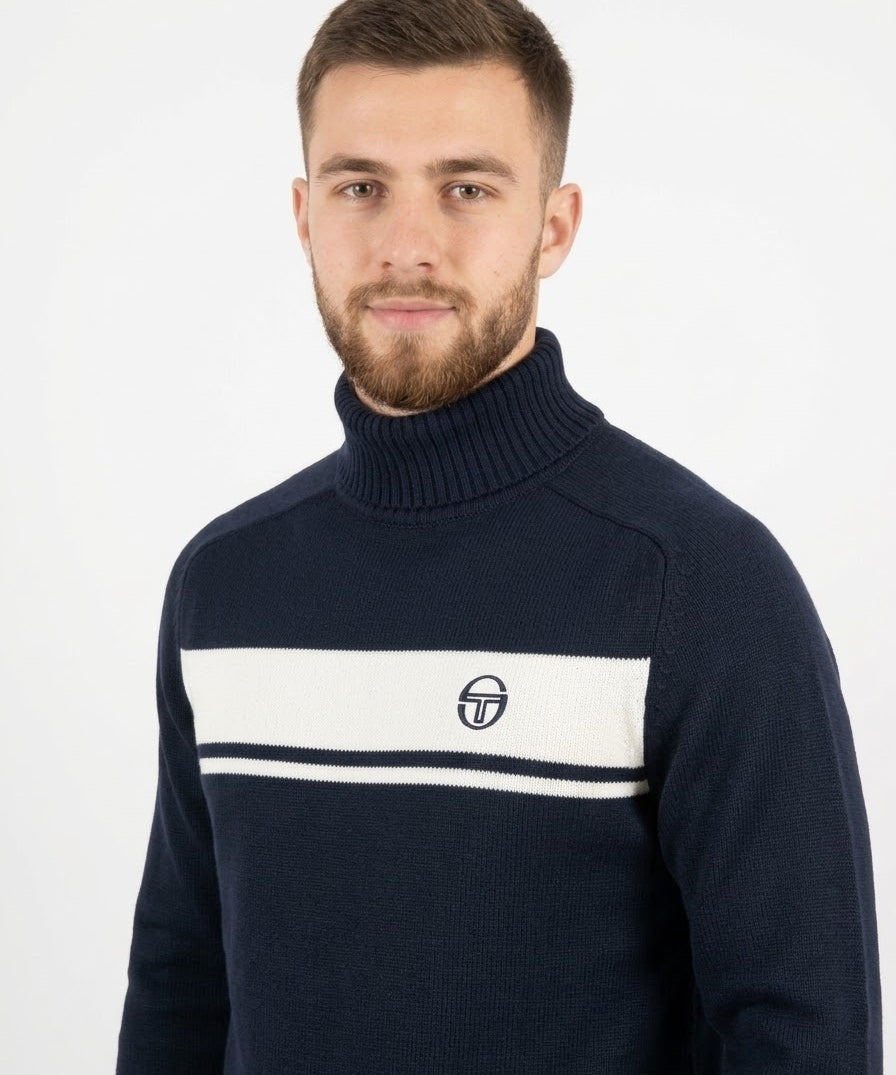 Sergio Tacchini Damarindo Knit Turtle Neck - Maritime Blue/Gardenia