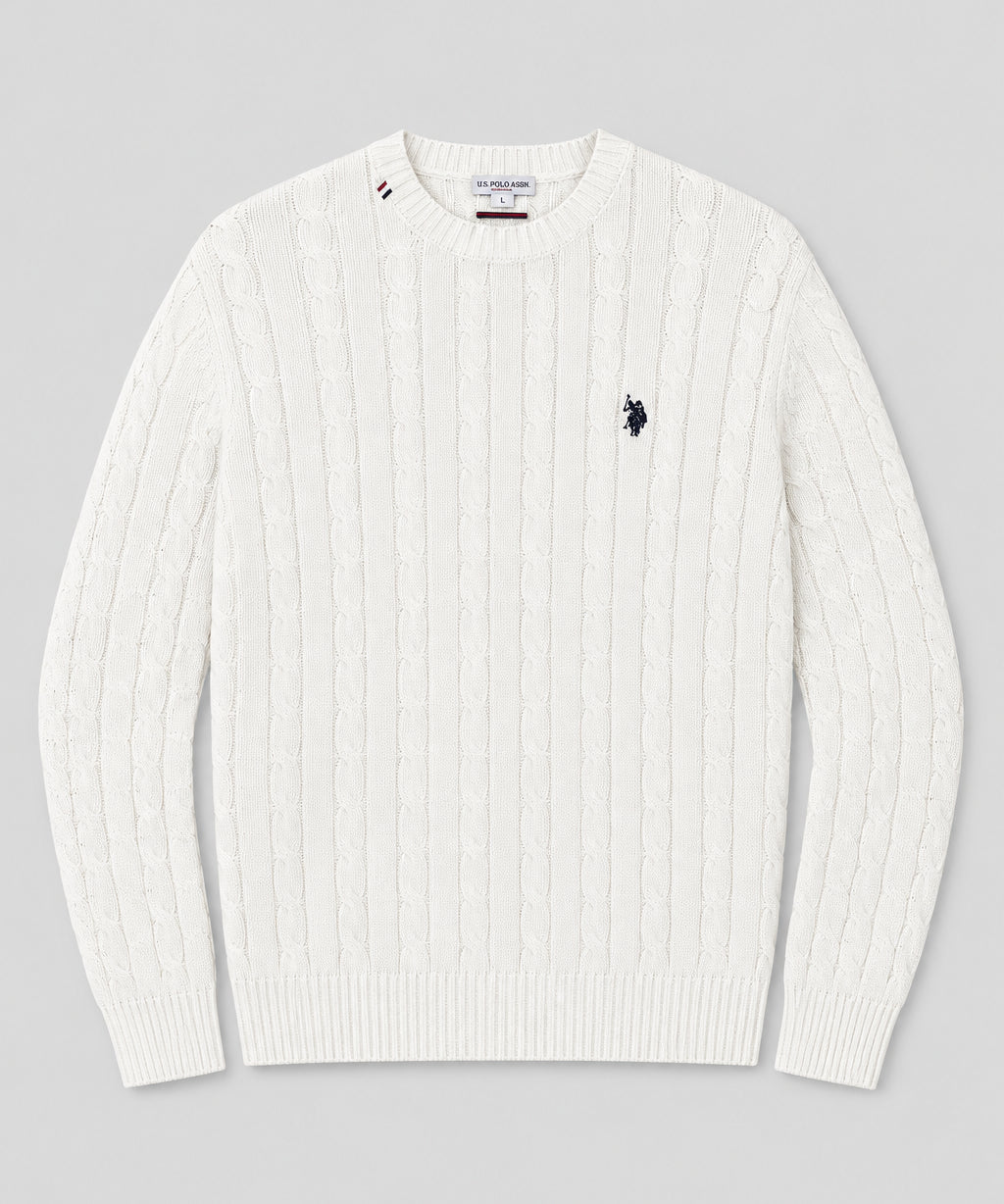 U.S. Polo Assn. Bert Cashmere Blend Cable Jumper - White