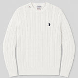 U.S. Polo Assn. Bert Cashmere Blend Cable Jumper - White