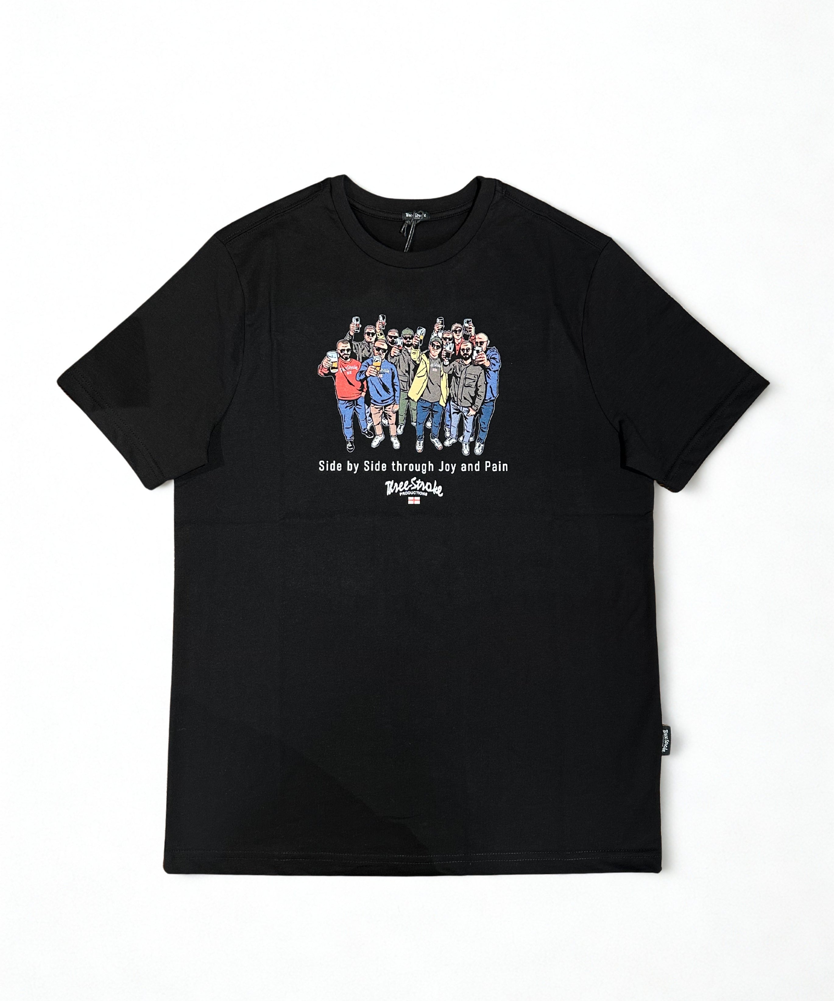 Three-Stroke Side by Side T-Shirt - Black