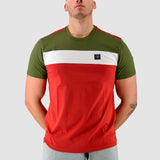 Three-Stroke Oswald T-Shirt - Moss Green/White/Burnt Orange