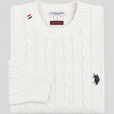U.S. Polo Assn. Bert Cashmere Blend Cable Jumper - White