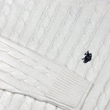 U.S. Polo Assn. Bert Cashmere Blend Cable Jumper - White