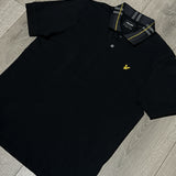 Lyle & Scott Tartan Collar Polo Shirt - Black