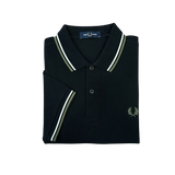 Fred Perry Twin Tipped Polo Shirt - Black/Ecru/LW Green