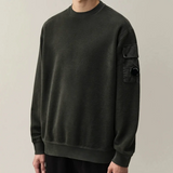 C.P. Company Brushed Emerised Diagonal Fleece Lens Sweatshirt - Black