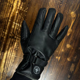 Three-Stroke Duran Leather Gloves - Black