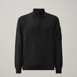 C.P. Company Fleece Knit Lens Half Zip Sweater - Black