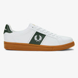 Fred Perry B721 Branded Leather Shoes - White/Court Green
