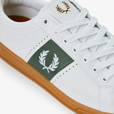 Fred Perry B721 Branded Leather Shoes - White/Court Green