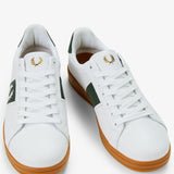 Fred Perry B721 Branded Leather Shoes - White/Court Green