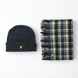 Lyle & Scott Lambswool Blend Scarf and Beanie Set - Blue Night