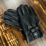 Three-Stroke Duran Leather Gloves - Black