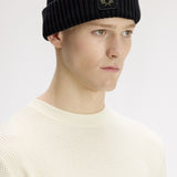 Fred Perry Cotton Ribbed Beanie - Black