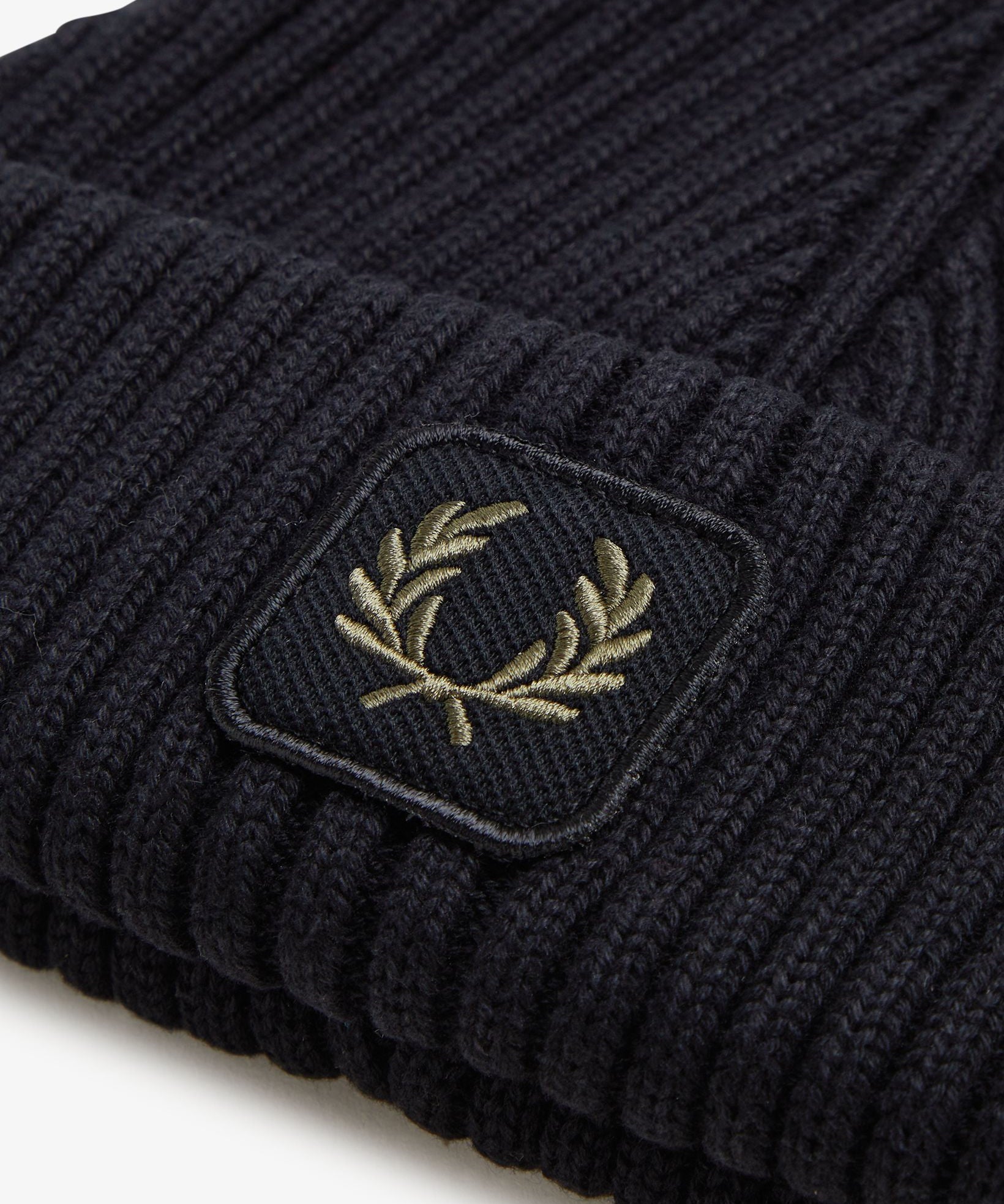 Fred Perry Cotton Ribbed Beanie - Black