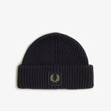 Fred Perry Cotton Ribbed Beanie - Black